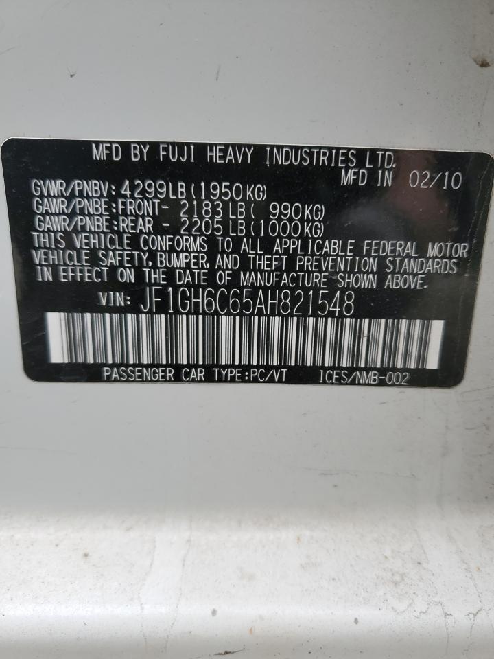 2010 Subaru Impreza 2.5I VIN: JF1GH6C65AH821548 Lot: 55522194