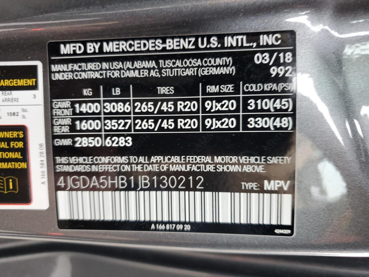 2018 Mercedes-Benz Gle 350 4Matic VIN: 4JGDA5HB1JB130212 Lot: 55067714