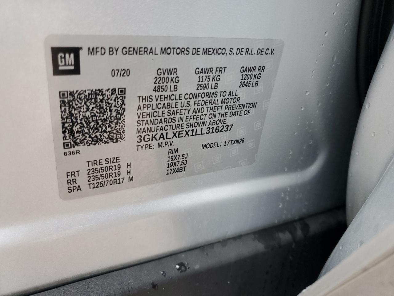 2020 GMC Terrain Denali VIN: 3GKALXEX1LL316237 Lot: 53765594