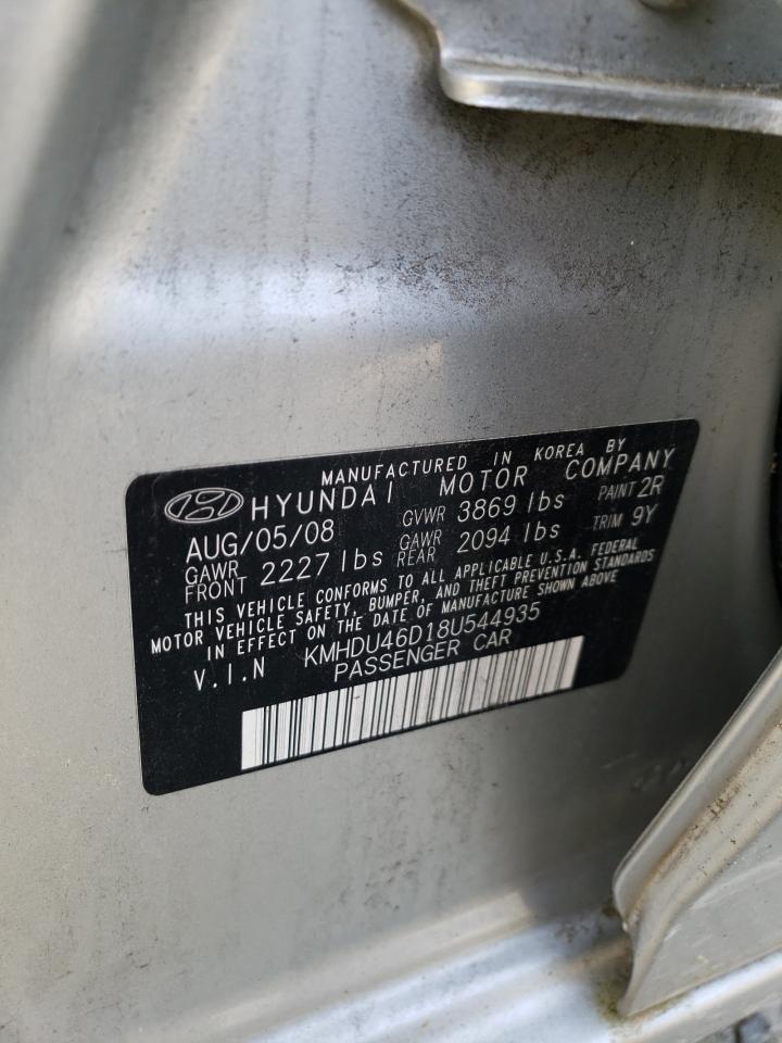 2008 Hyundai Elantra Gls VIN: KMHDU46D18U544935 Lot: 55138904