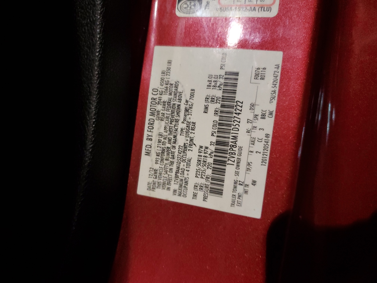 1ZVBP8AM1D5274222 2013 Ford Mustang