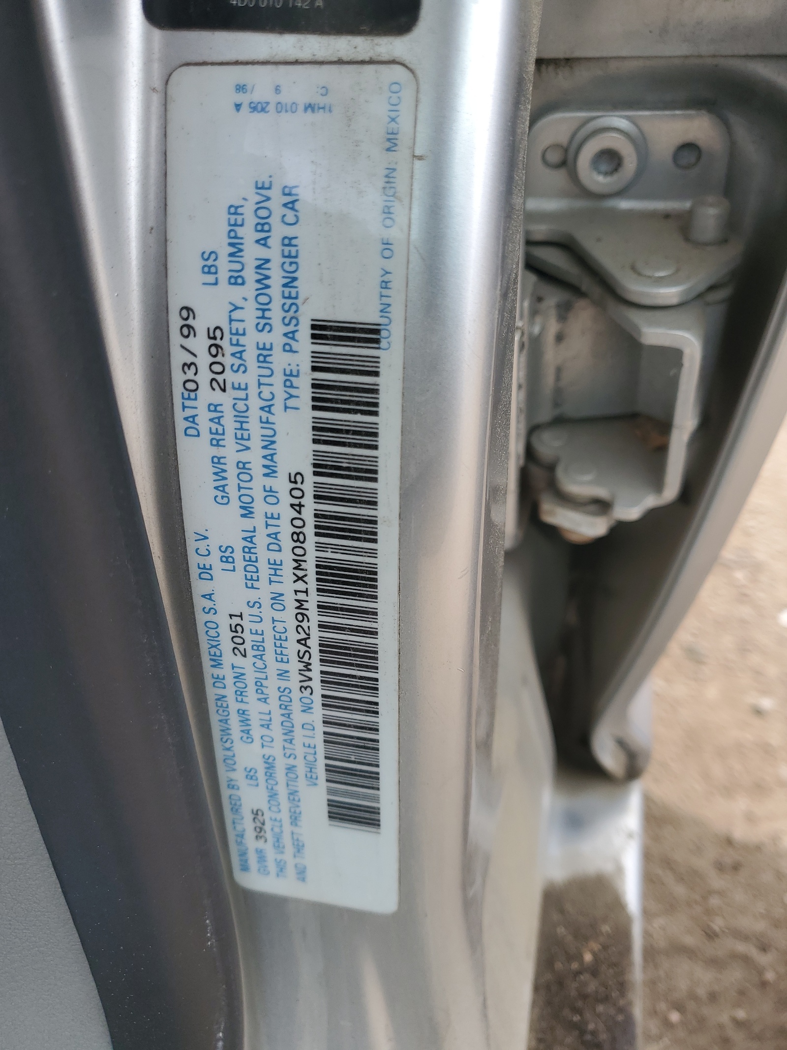 3VWSA29M1XM080405 1999 Volkswagen Jetta Gls