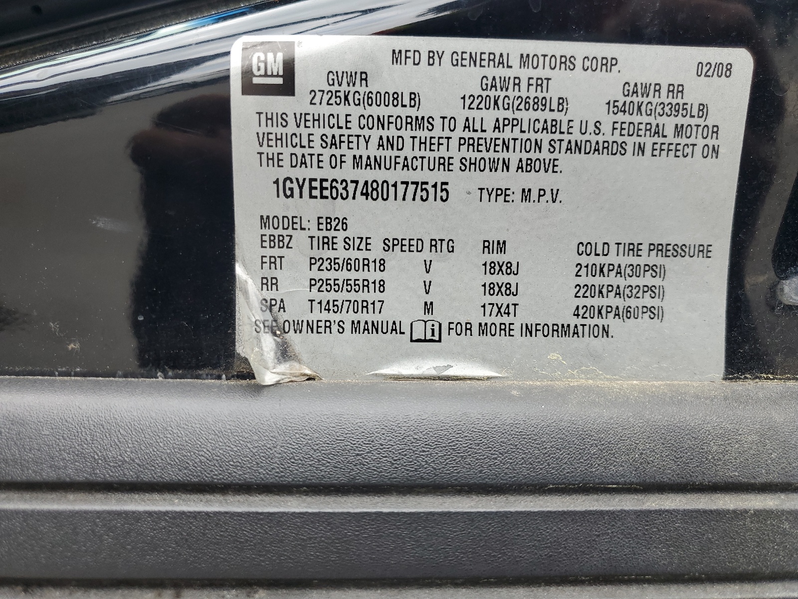 1GYEE637480177515 2008 Cadillac Srx