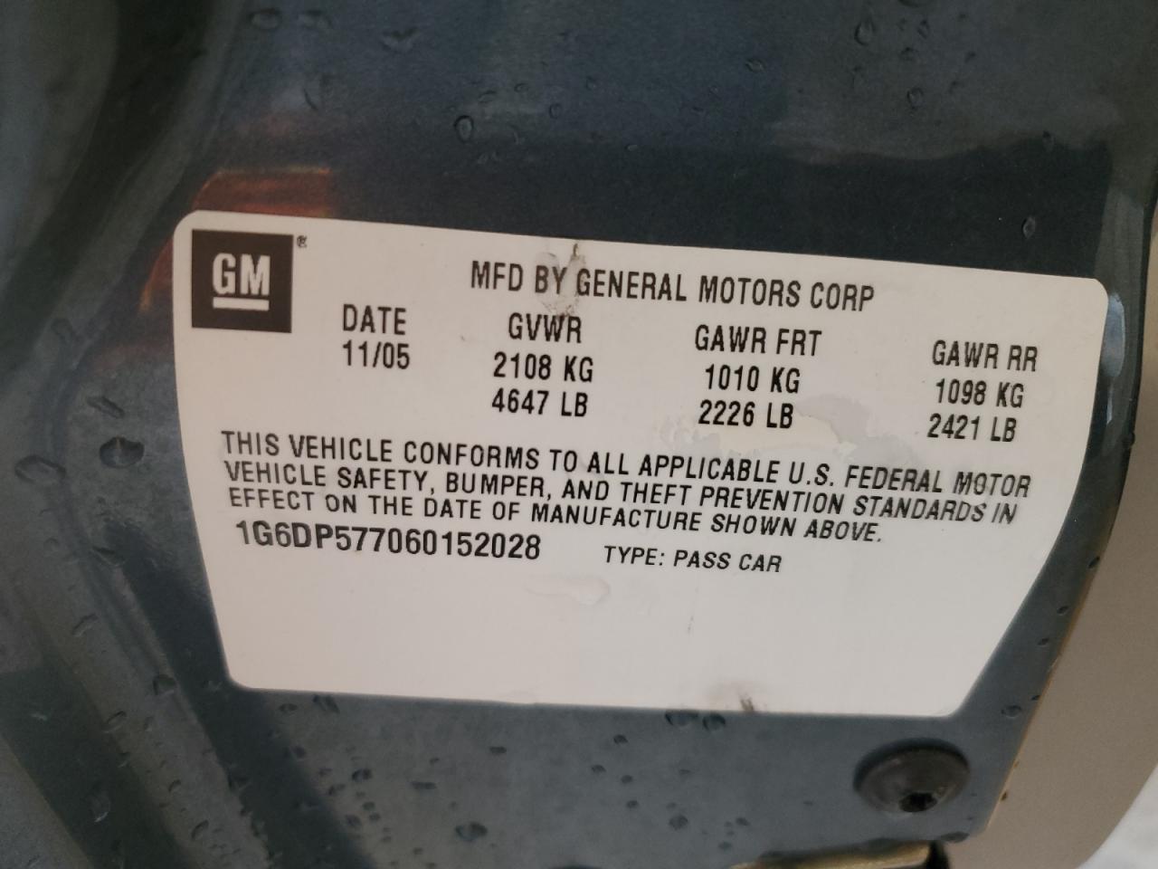 2006 Cadillac Cts Hi Feature V6 VIN: 1G6DP577060152028 Lot: 54983194