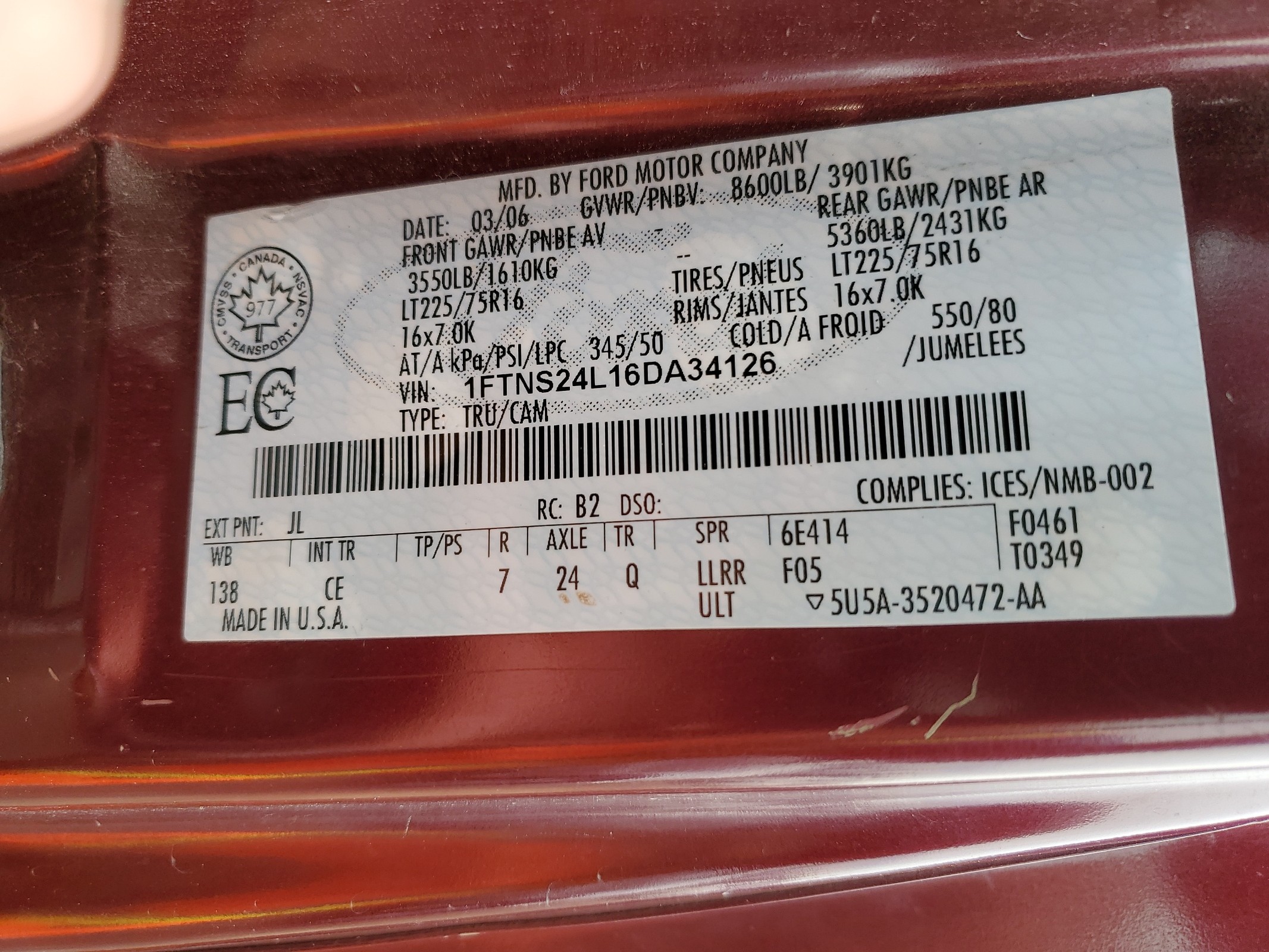 1FTNS24L16DA34126 2006 Ford Econoline E250 Van