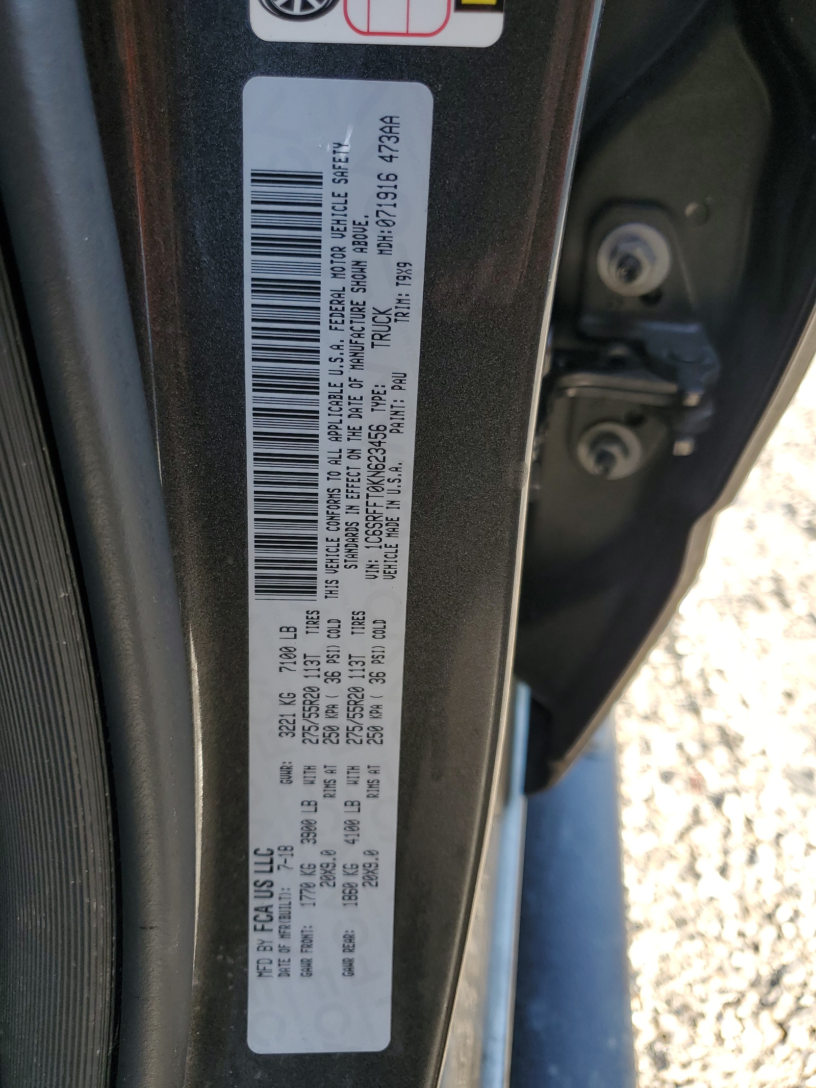 1C6SRFFT0KN623456 2019 Ram 1500 Big Horn/Lone Star