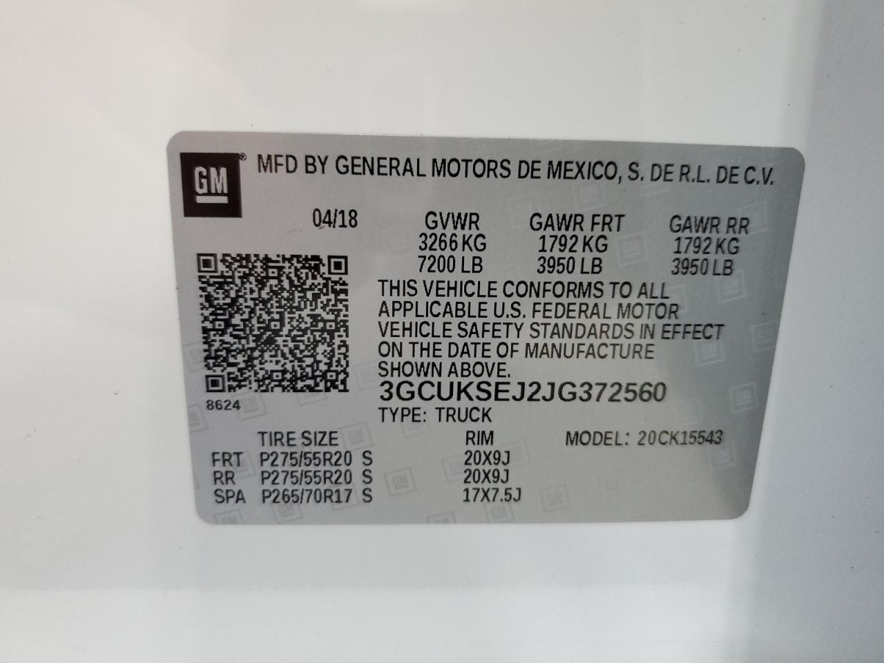 3GCUKSEJ2JG372560 2018 Chevrolet Silverado K1500 Ltz