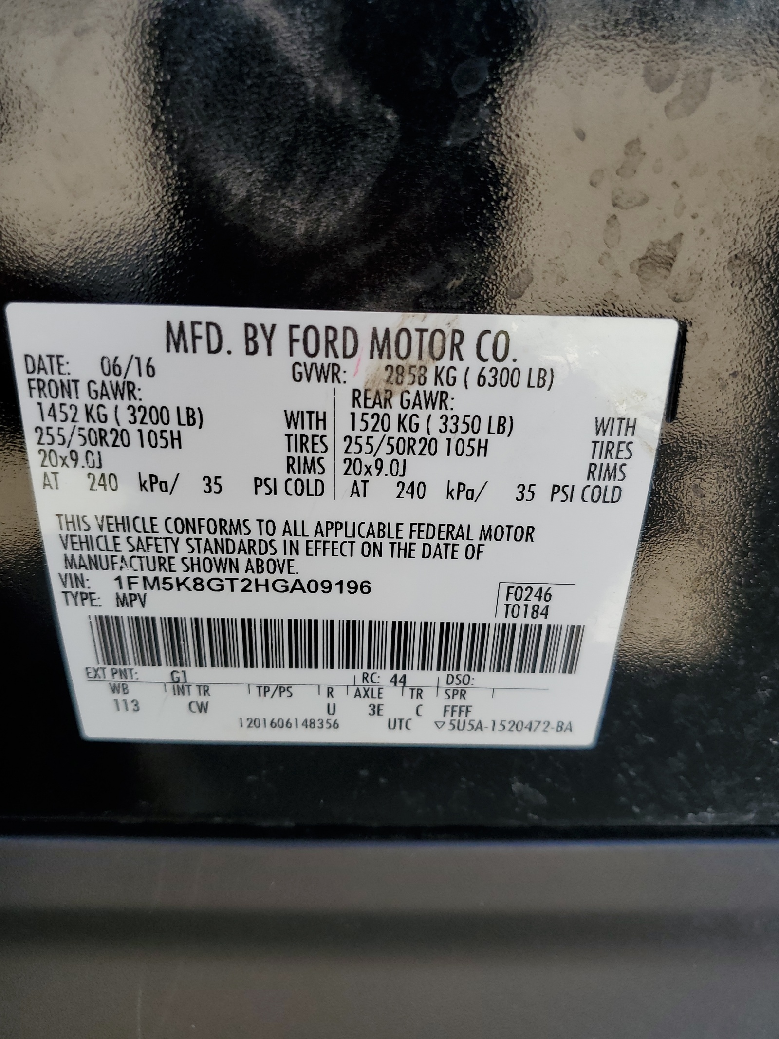 1FM5K8GT2HGA09196 2017 Ford Explorer Sport