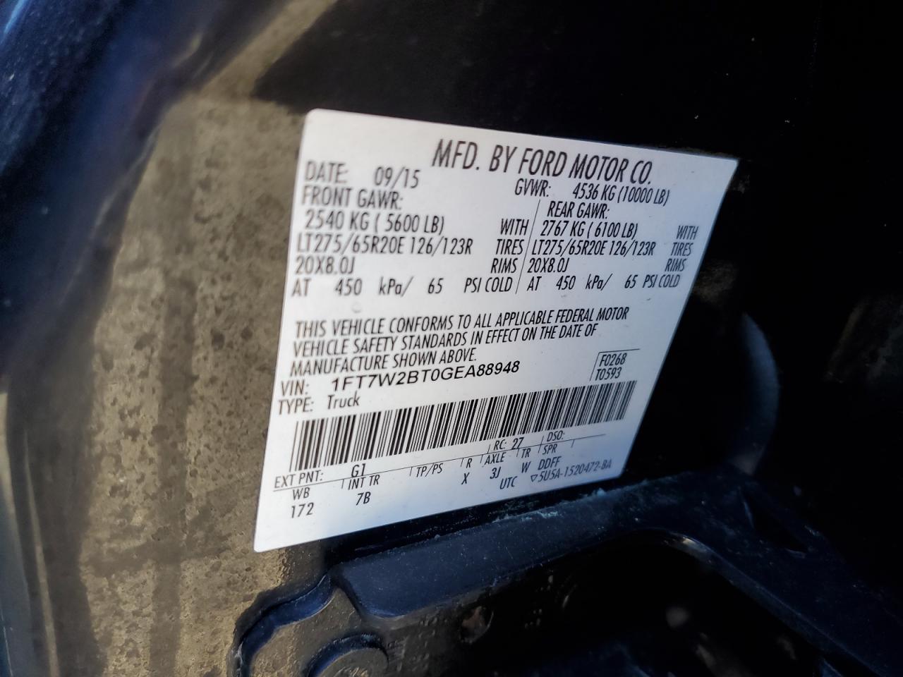 2016 Ford F250 Super Duty VIN: 1FT7W2BT0GEA88948 Lot: 52762584