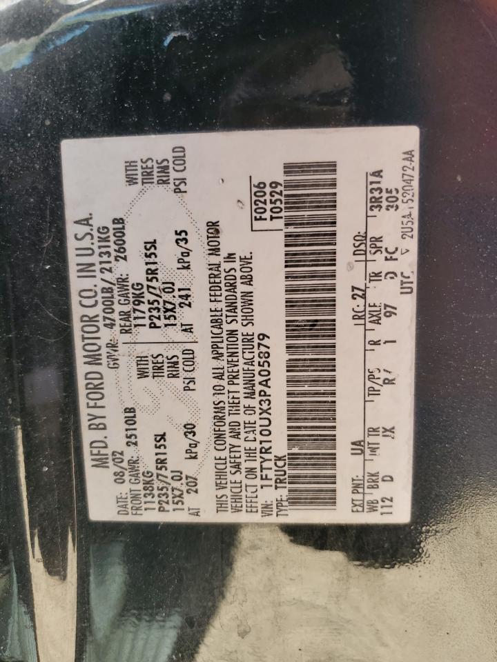 2003 Ford Ranger VIN: 1FTYR10UX3PA05879 Lot: 56794124