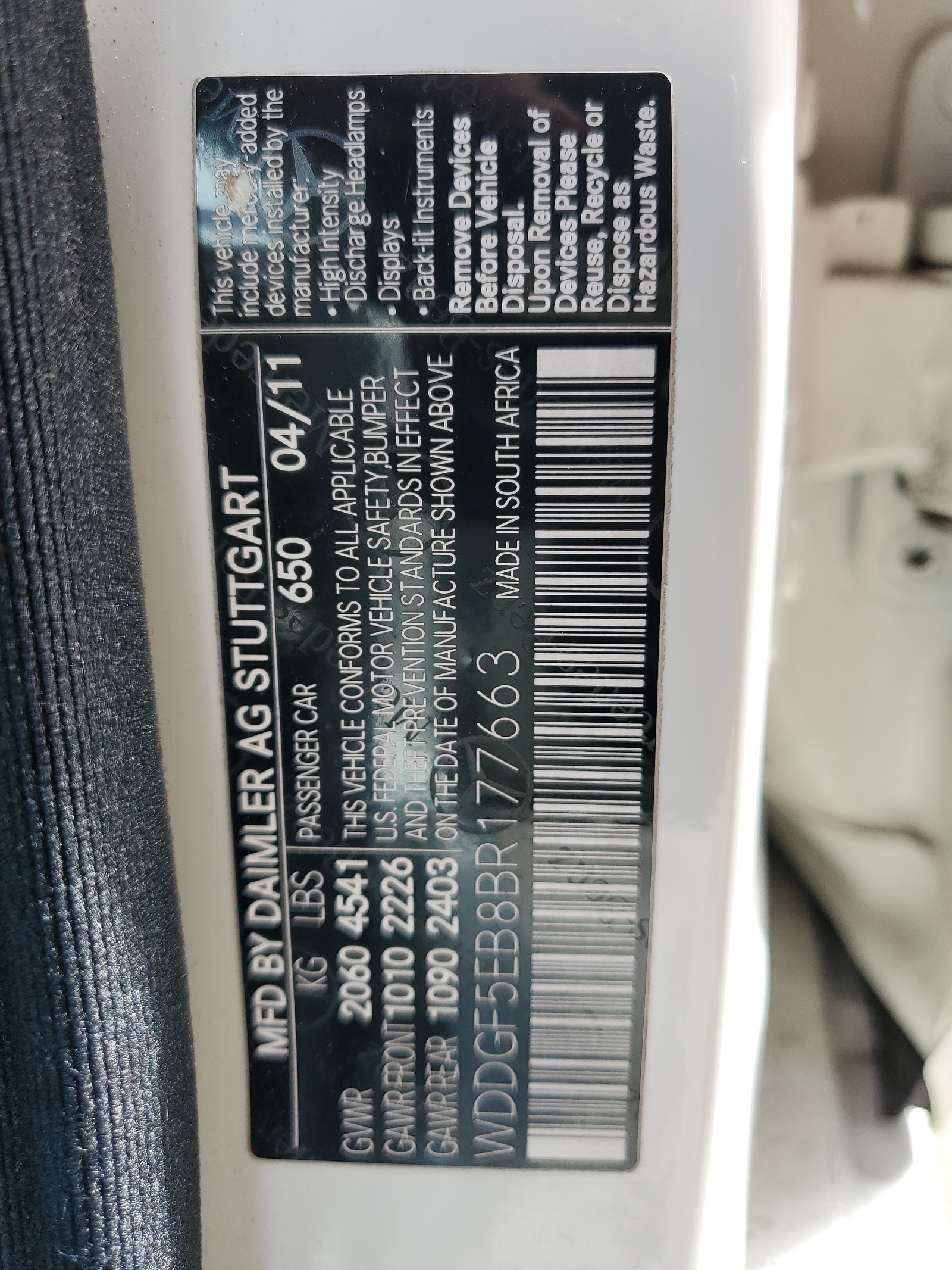 WDDGF5EB8BR177663 2011 Mercedes-Benz C 300