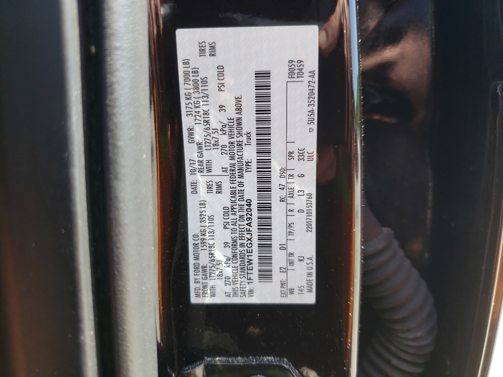 1FTEW1EGXJFA92040 2018 Ford F150 Supercrew