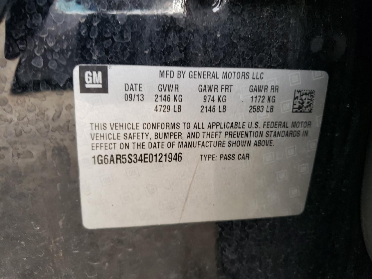 2014 Cadillac Cts Luxury Collection VIN: 1G6AR5S34E0121946 Lot: 54561884