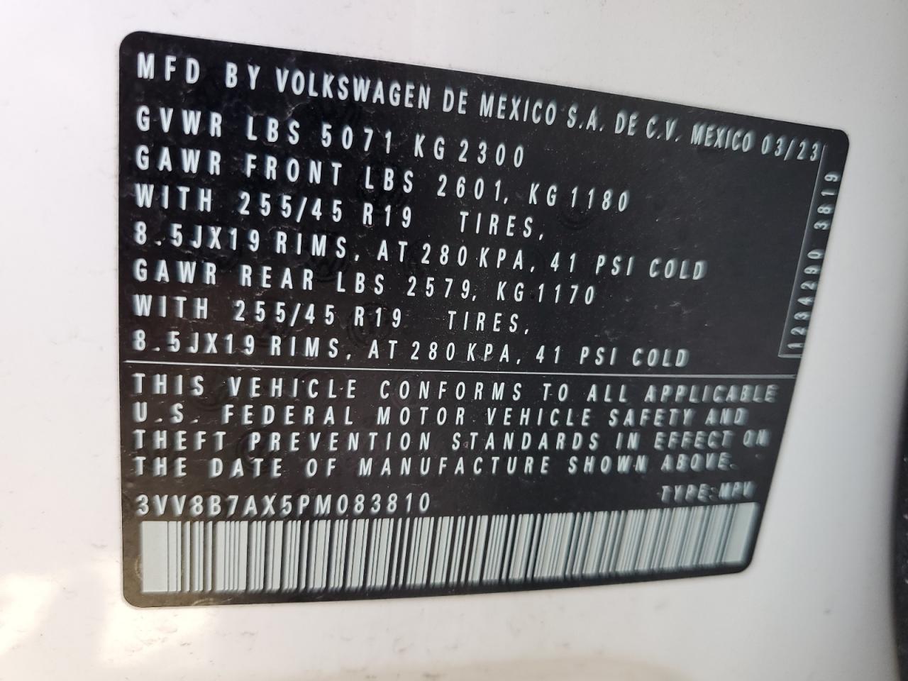 2023 Volkswagen Tiguan Se R-Line Black VIN: 3VV8B7AX5PM083810 Lot: 53873174