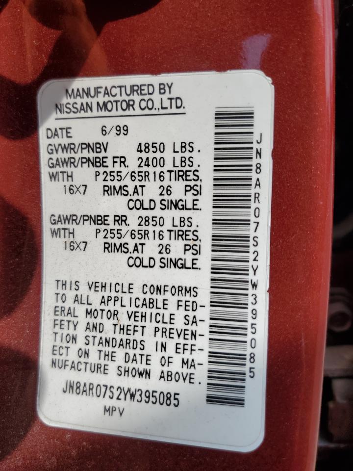 JN8AR07S2YW395085 2000 Nissan Pathfinder Le