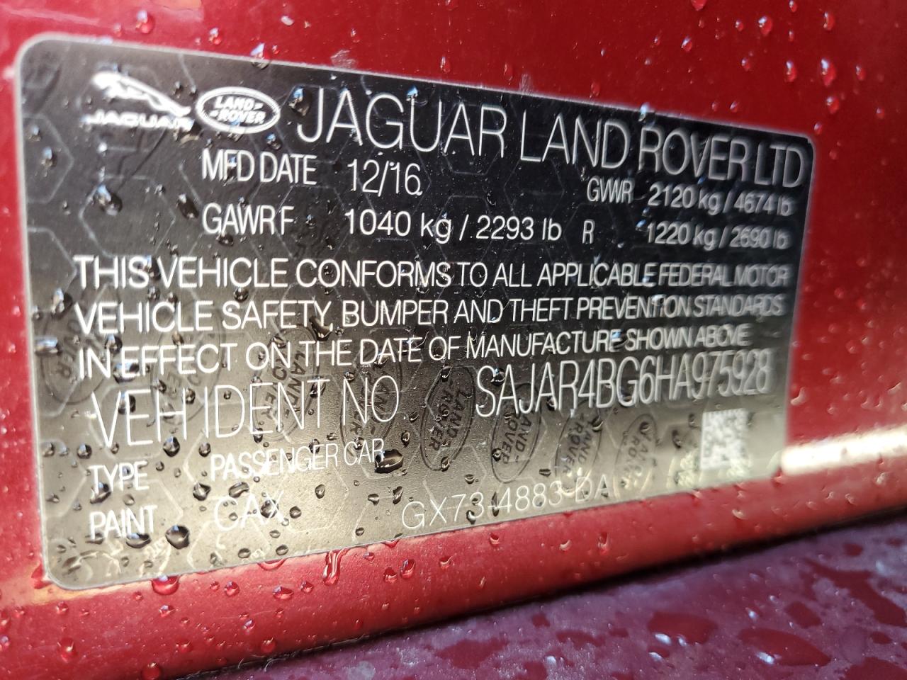 2017 Jaguar Xe VIN: SAJAR4BG6HA975928 Lot: 56644424