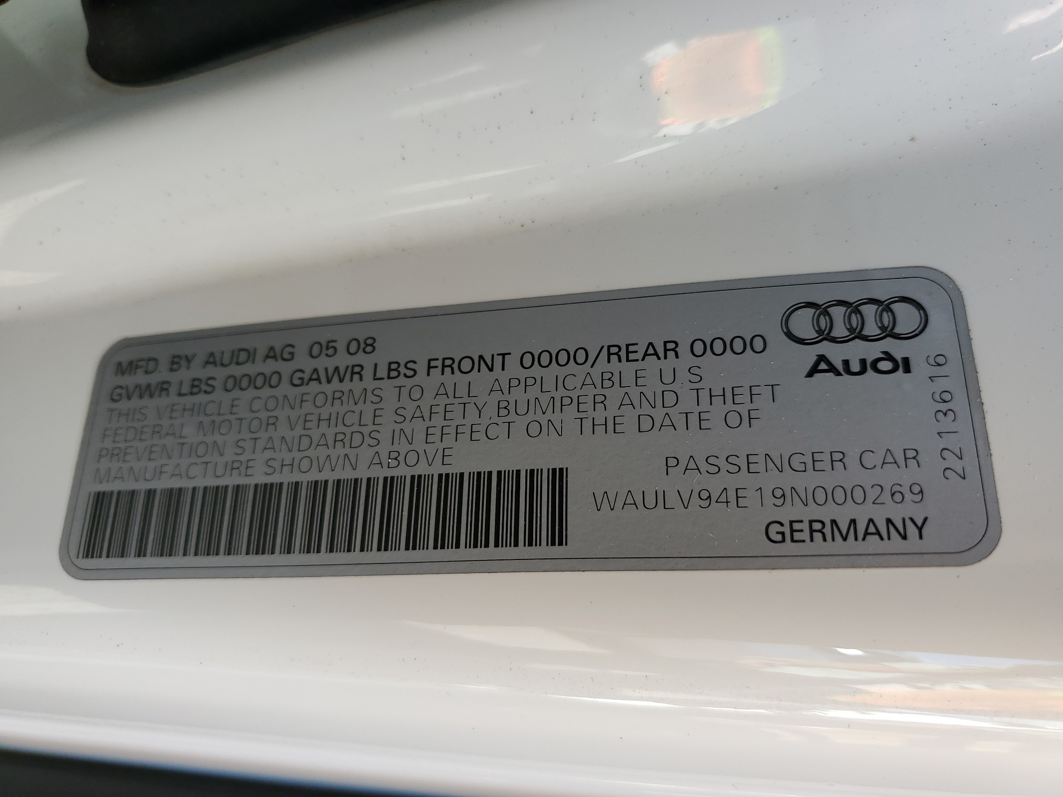 WAULV94E19N000269 2009 Audi A8 4.2 Quattro