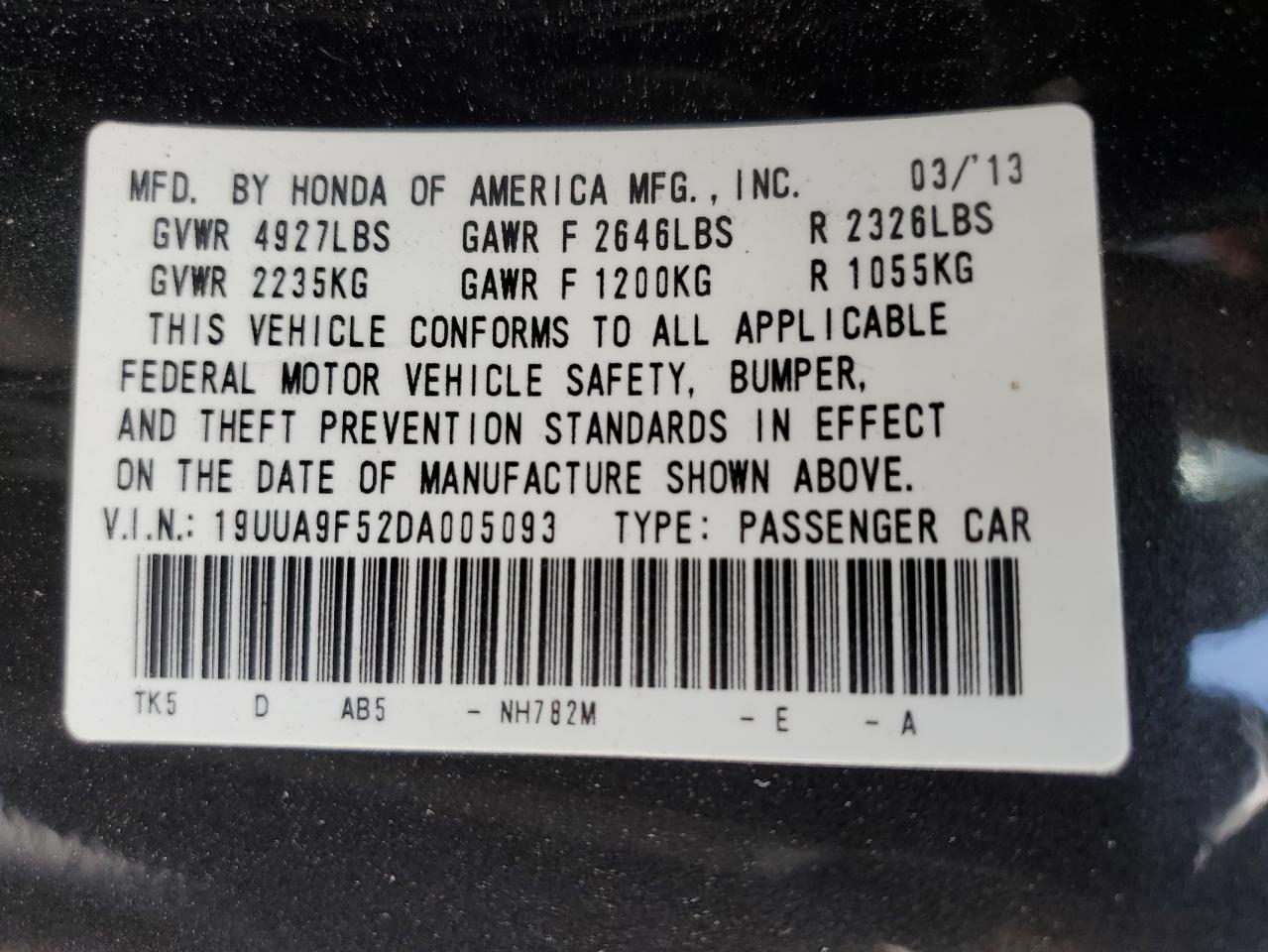 2013 Acura Tl Tech VIN: 19UUA9F52DA005093 Lot: 57161964