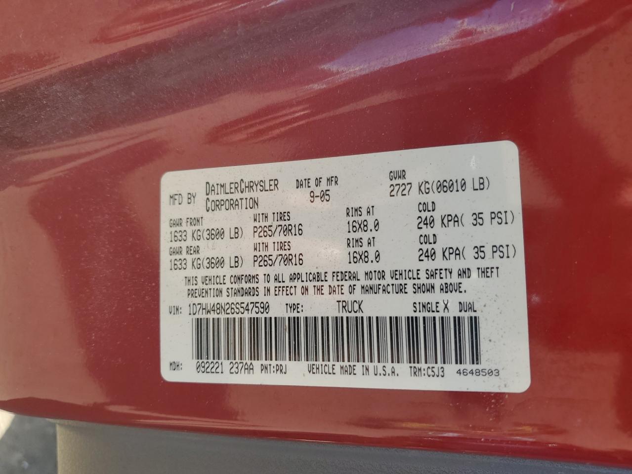 1D7HW48N26S547590 2006 Dodge Dakota Quad Slt