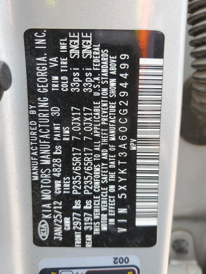 2012 Kia Sorento Base VIN: 5XYKT3A60CG294499 Lot: 56578764