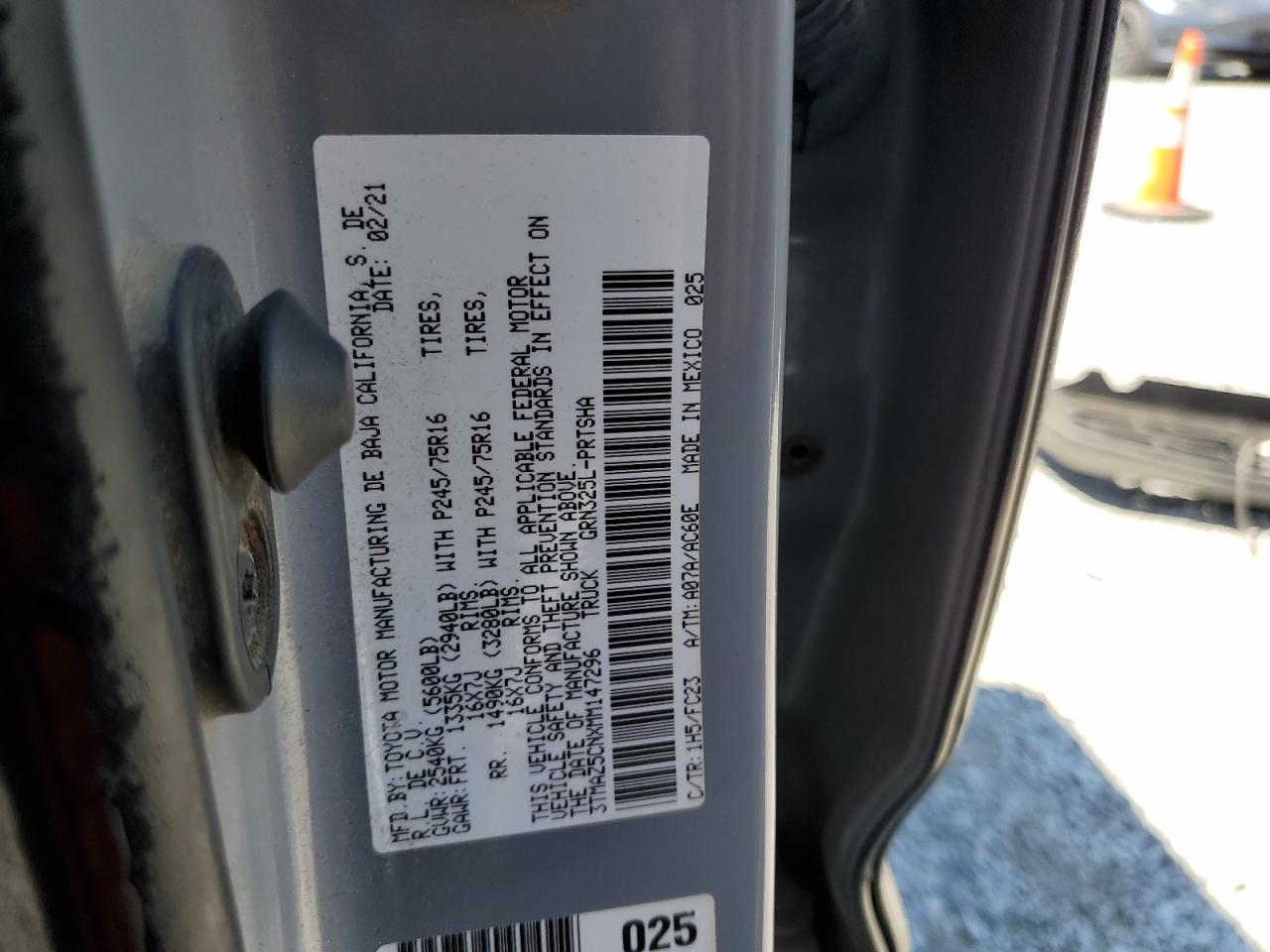 2021 Toyota Tacoma Double Cab VIN: 3TMAZ5CNXMM147296 Lot: 55520804