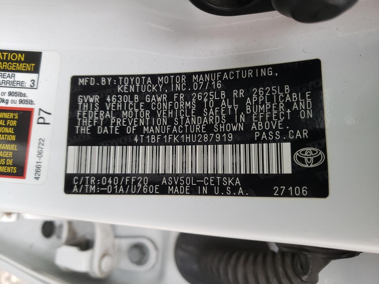 4T1BF1FK1HU287919 2017 TOYOTA CAMRY - Image 13