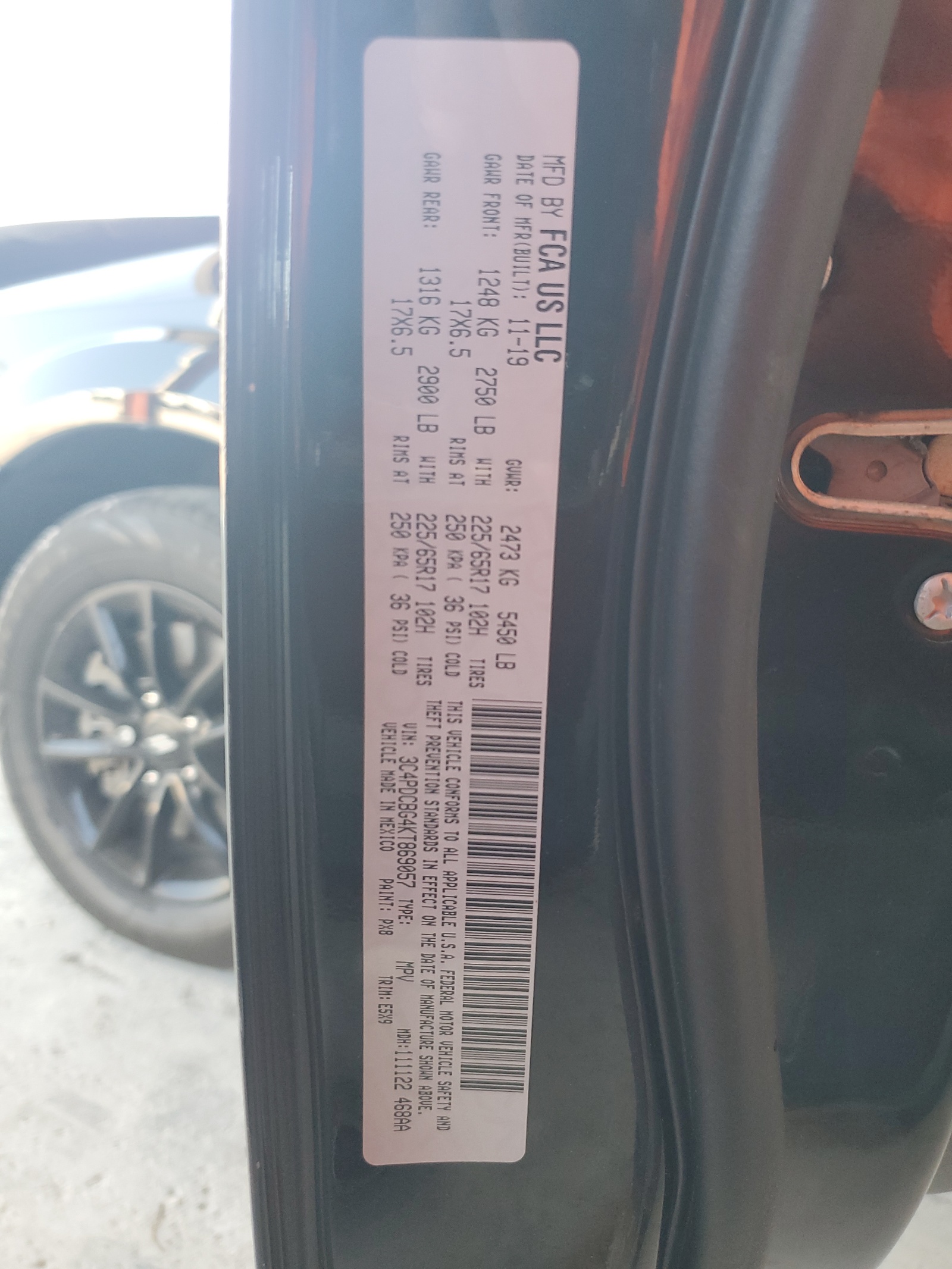 3C4PDCBG4KT869057 2019 Dodge Journey Se