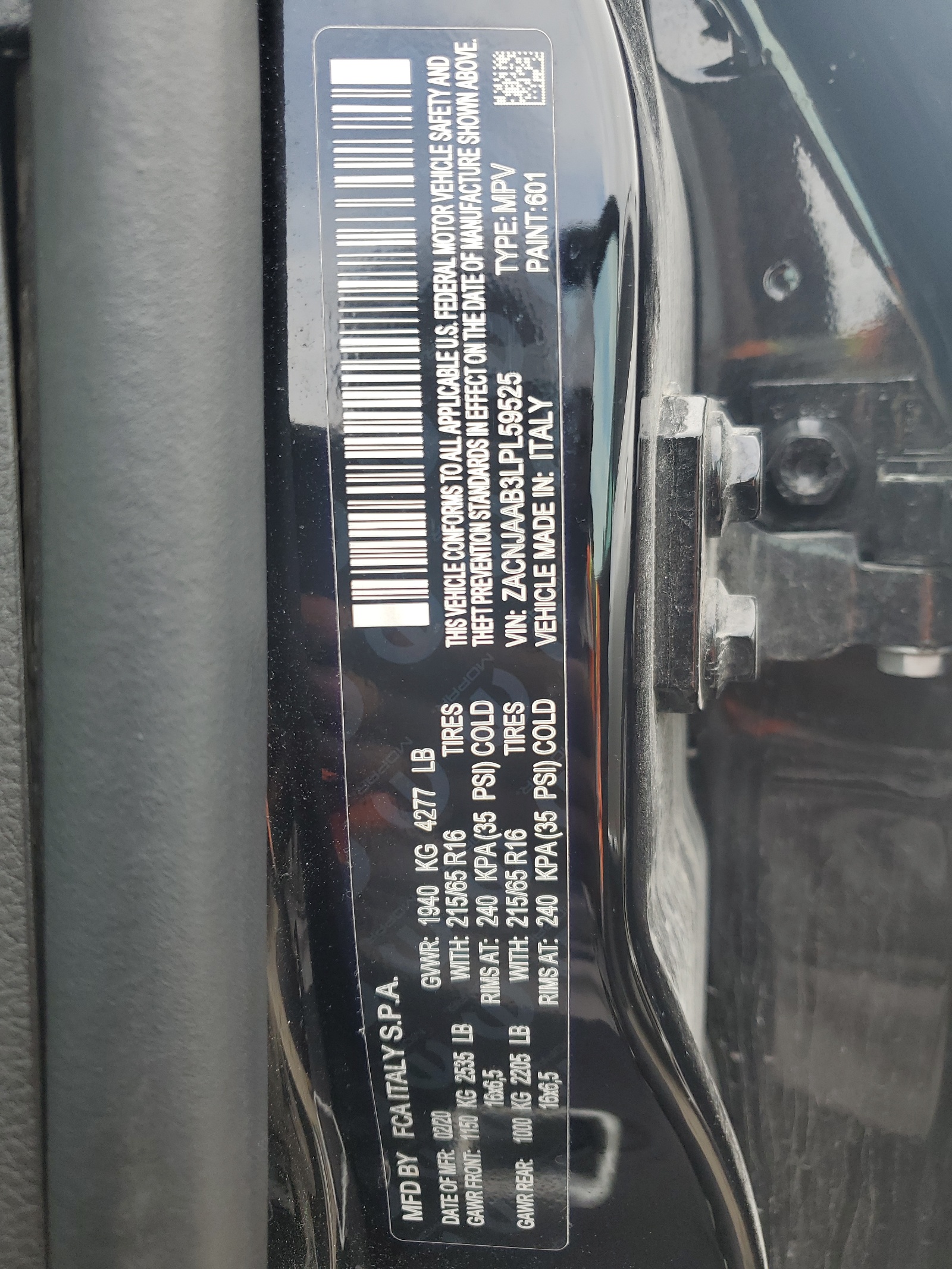 ZACNJAAB3LPL59525 2020 Jeep Renegade Sport