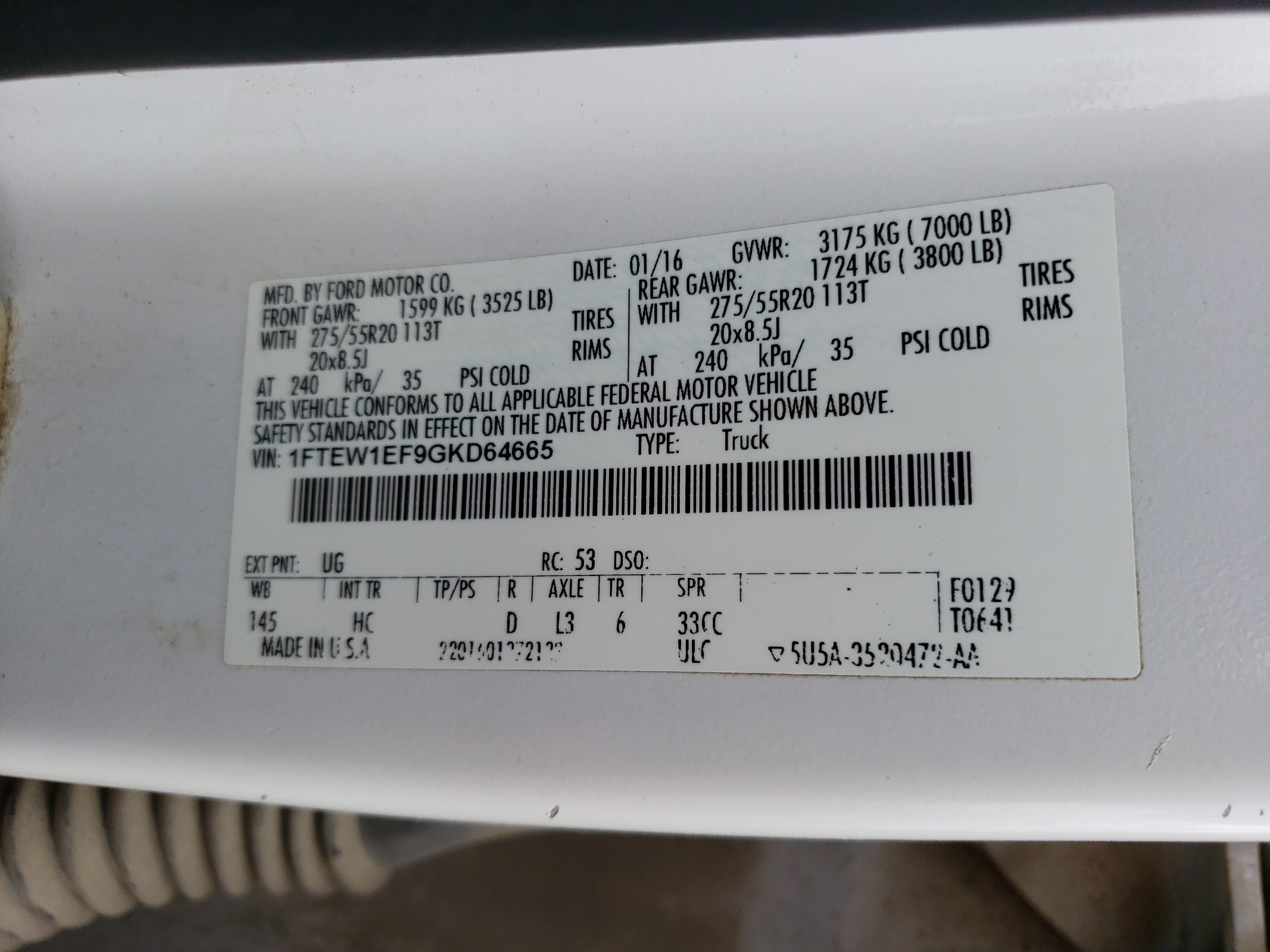 1FTEW1EF9GKD64665 2016 Ford F150 Supercrew