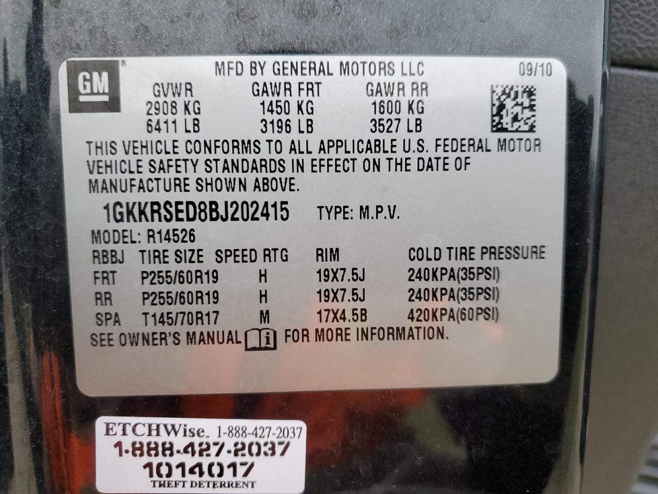 2011 GMC Acadia Slt-2 VIN: 1GKKRSED8BJ202415 Lot: 55407984