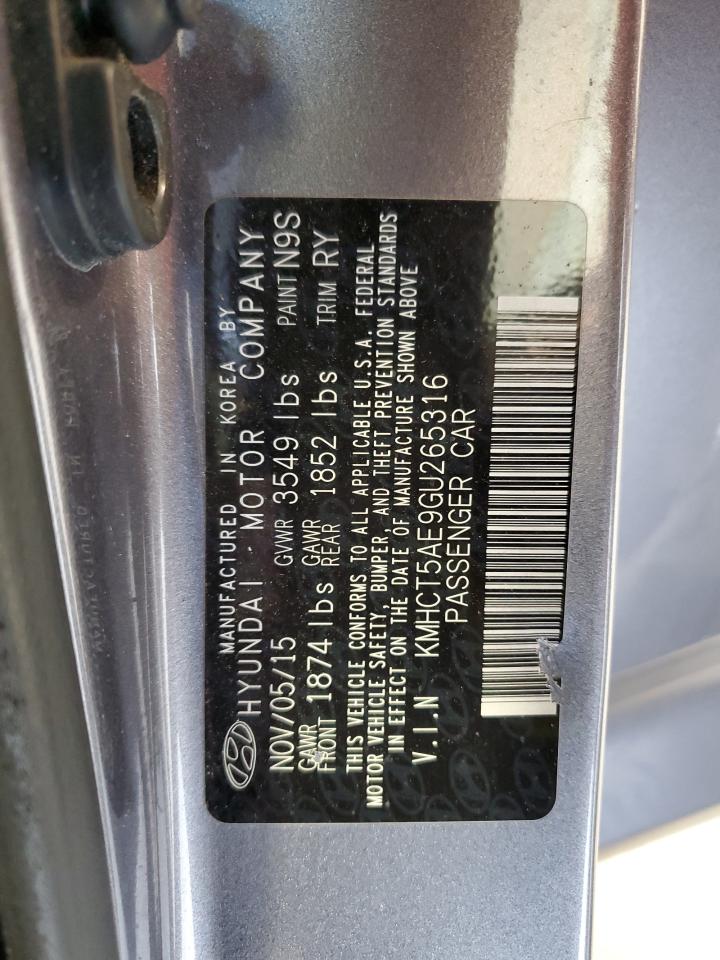 2016 Hyundai Accent Se VIN: KMHCT5AE9GU265316 Lot: 54888154