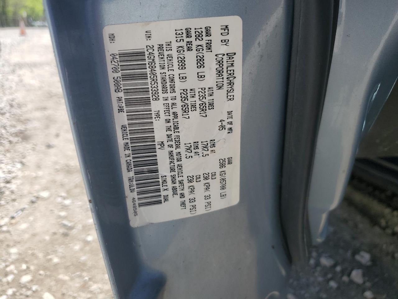 2C4GM68405R533928 2005 Chrysler Pacifica Touring