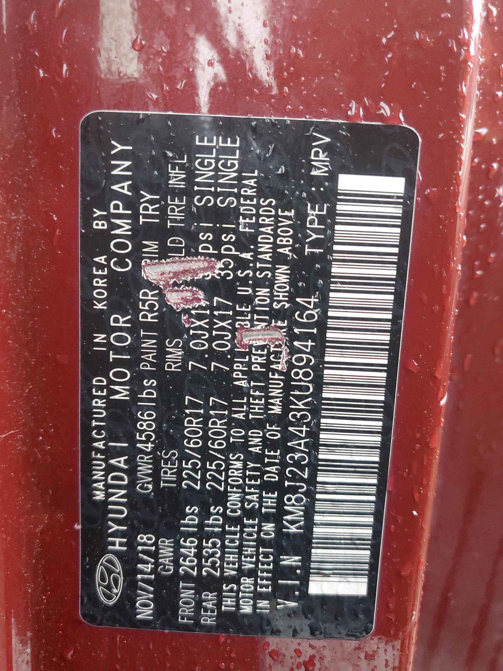 KM8J23A43KU894164 2019 Hyundai Tucson Se