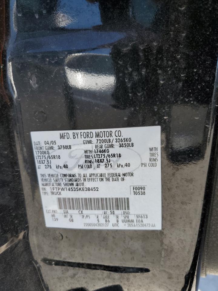 2005 Ford F150 Supercrew VIN: 1FTPW14535KE38452 Lot: 56508814