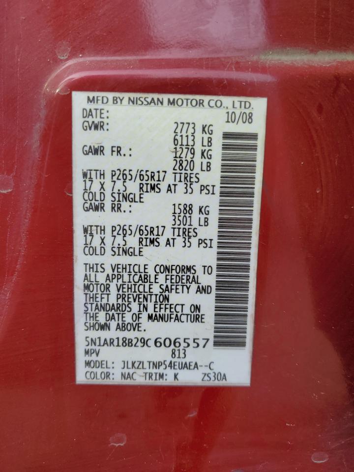 2009 Nissan Pathfinder S VIN: 5N1AR18B29C606557 Lot: 53950994