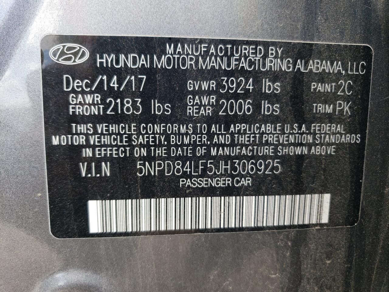 2018 Hyundai Elantra Sel VIN: 5NPD84LF5JH306925 Lot: 56895514