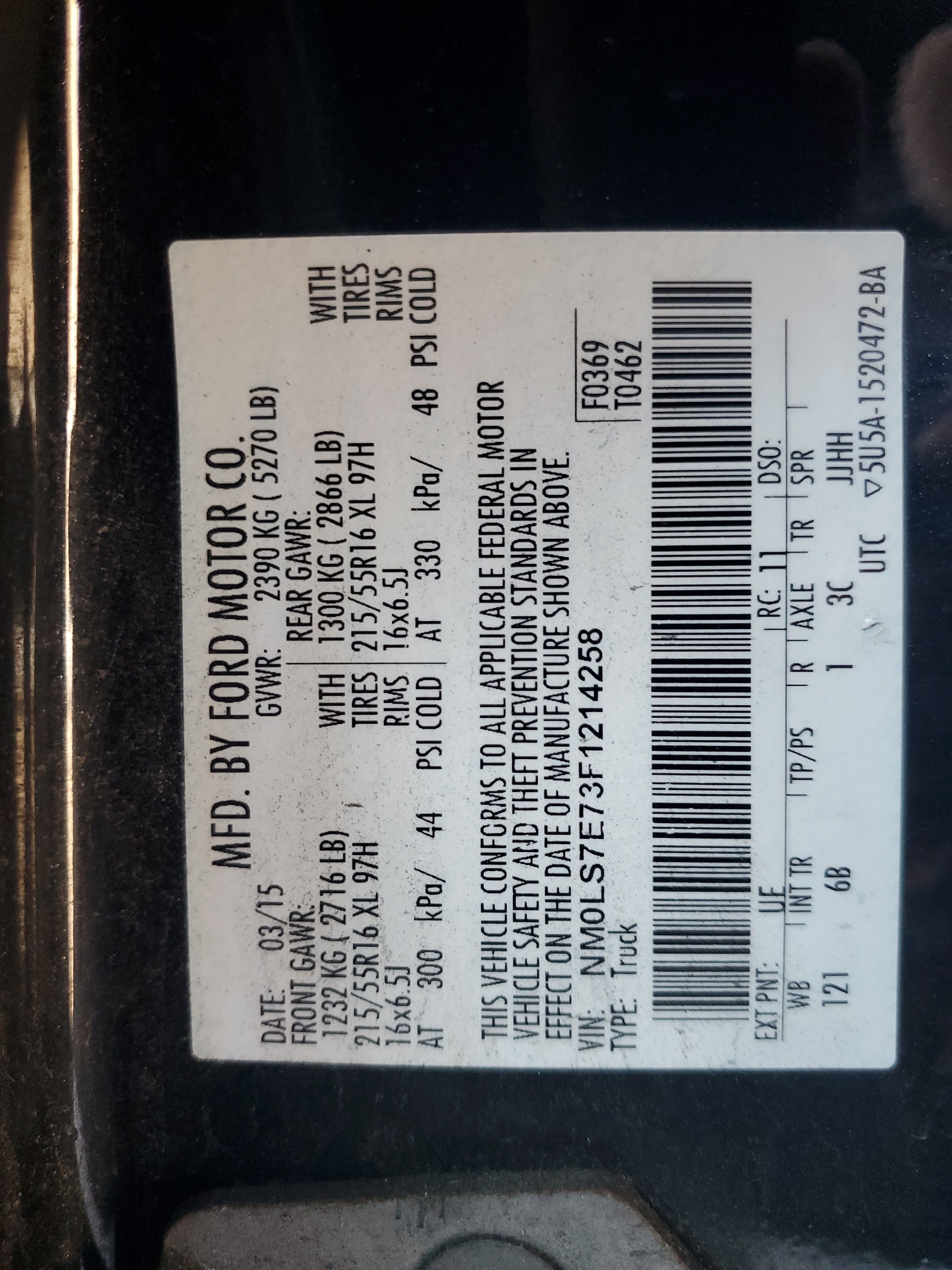 NM0LS7E73F1214258 2015 Ford Transit Connect Xl