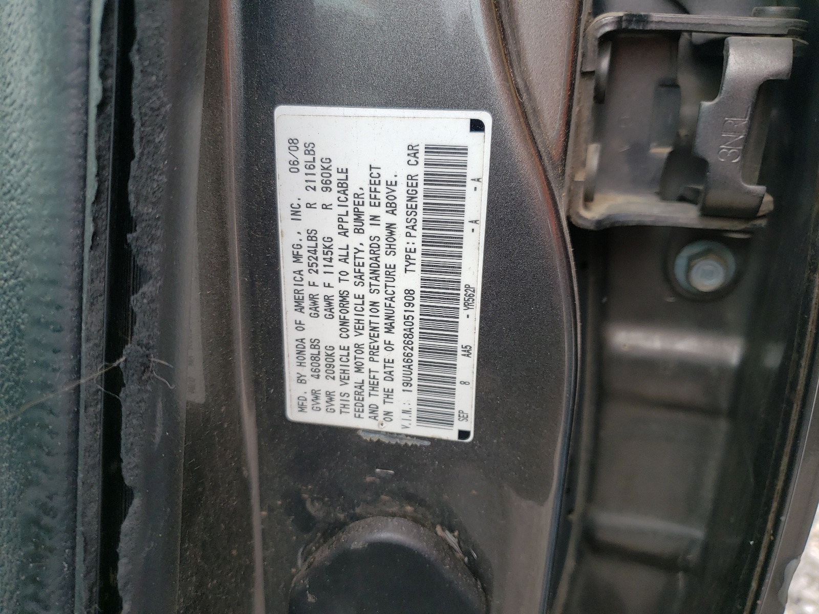 19UUA66268A051908 2008 Acura Tl