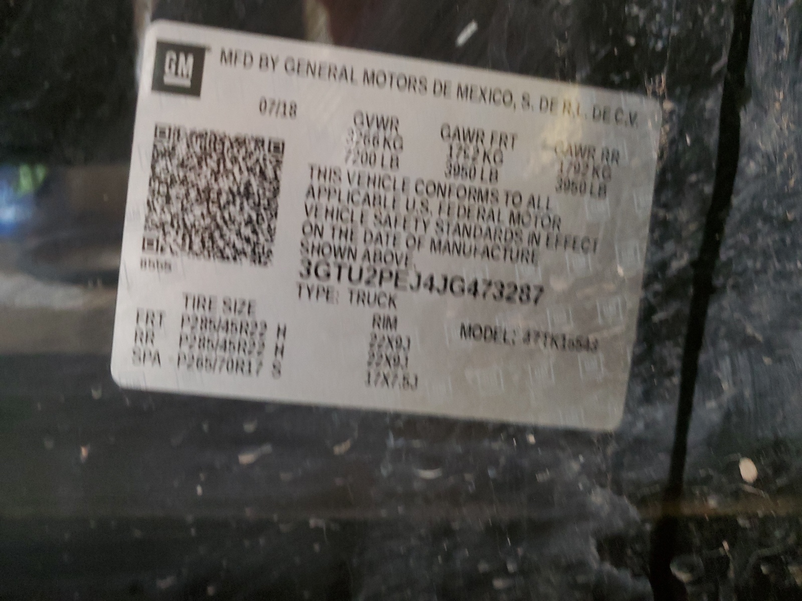 3GTU2PEJ4JG473287 2018 GMC Sierra K1500 Denali