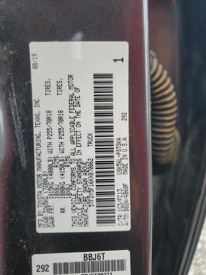 5TFDY5F16KX870062 2019 Toyota Tundra Crewmax Sr5