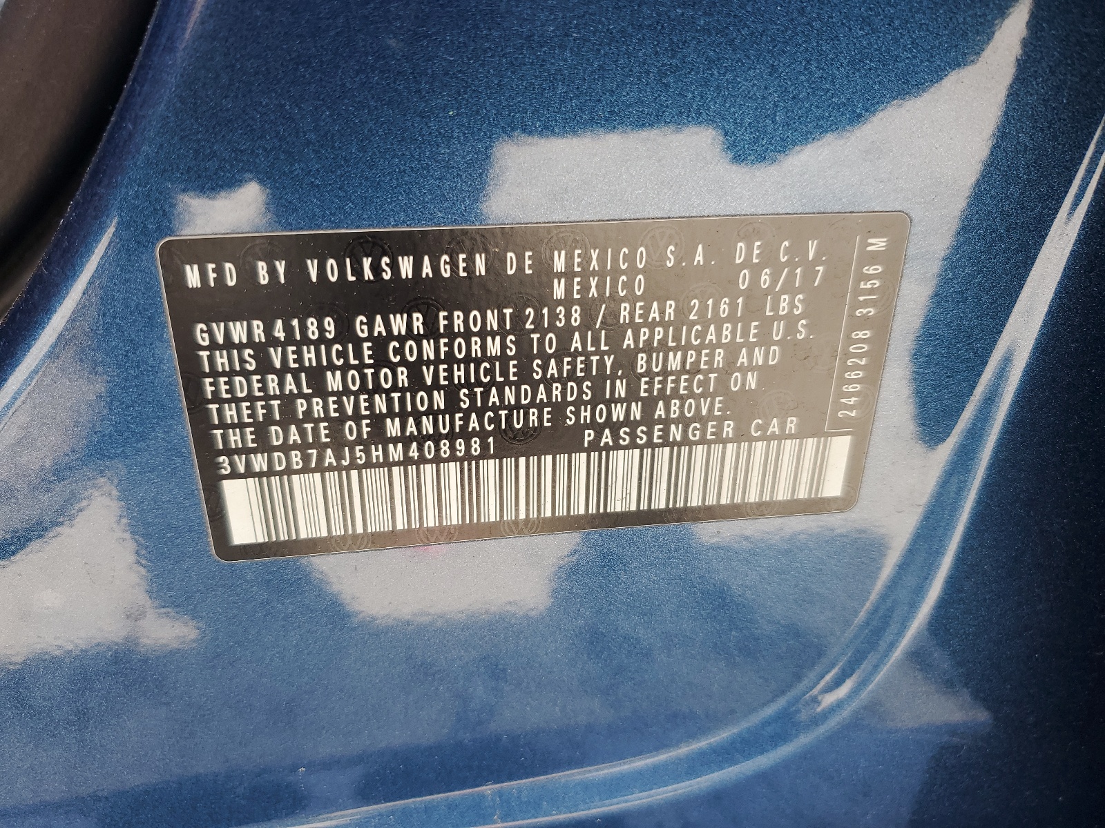 3VWDB7AJ5HM408981 2017 Volkswagen Jetta Se