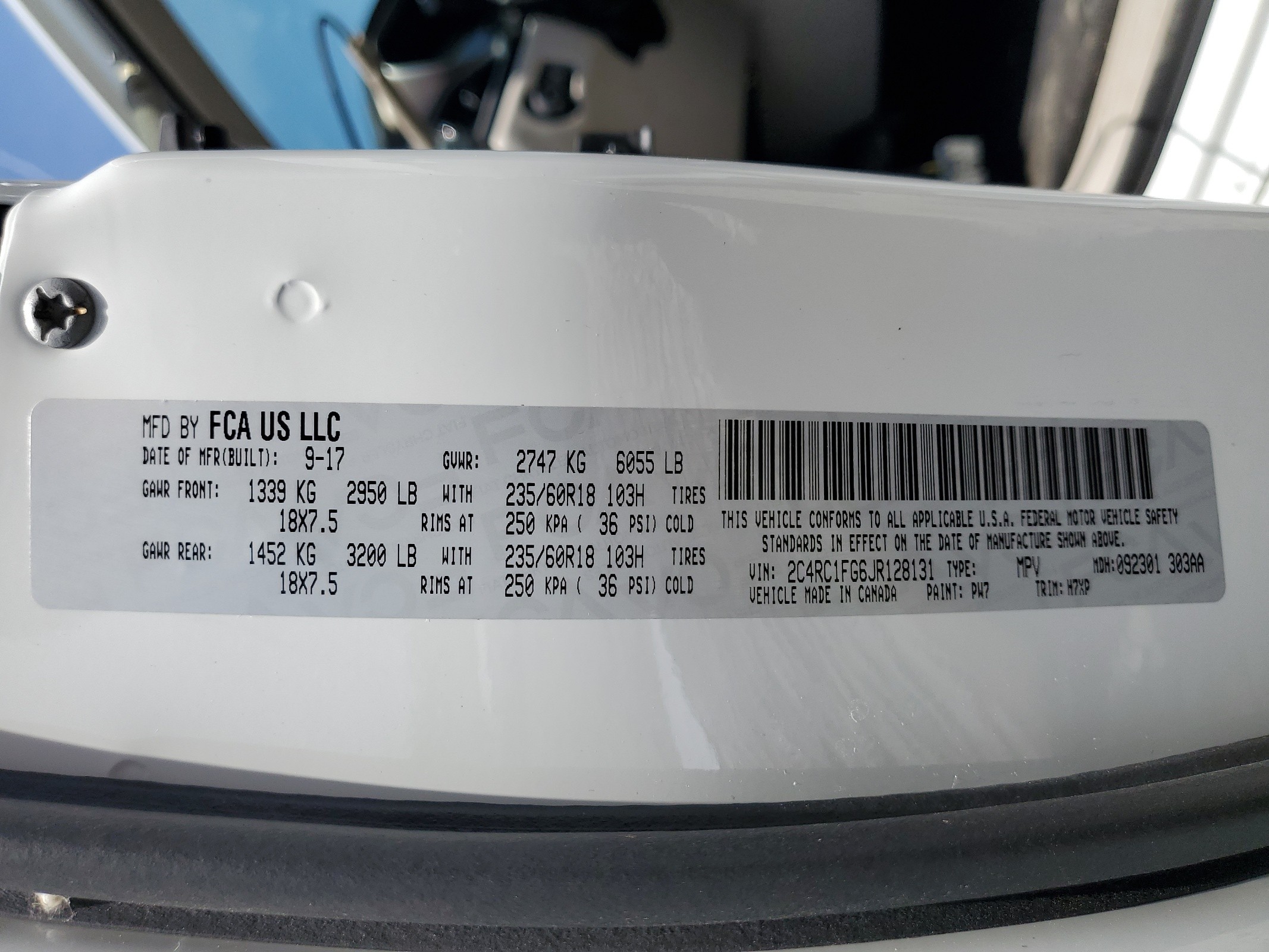 2C4RC1FG6JR128131 2018 Chrysler Pacifica Touring Plus