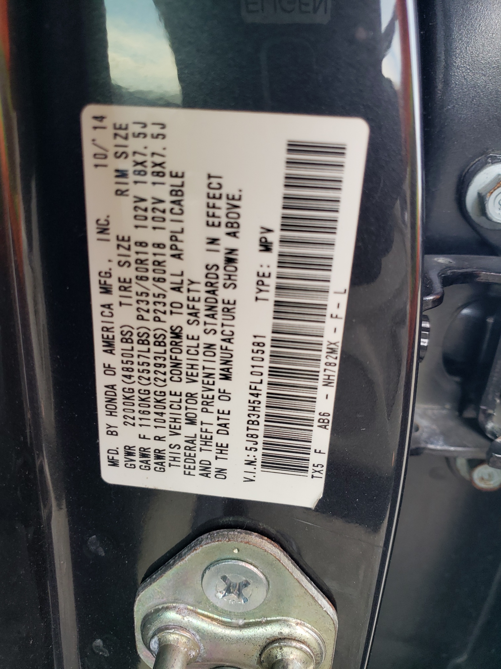 5J8TB3H54FL010581 2015 Acura Rdx Technology