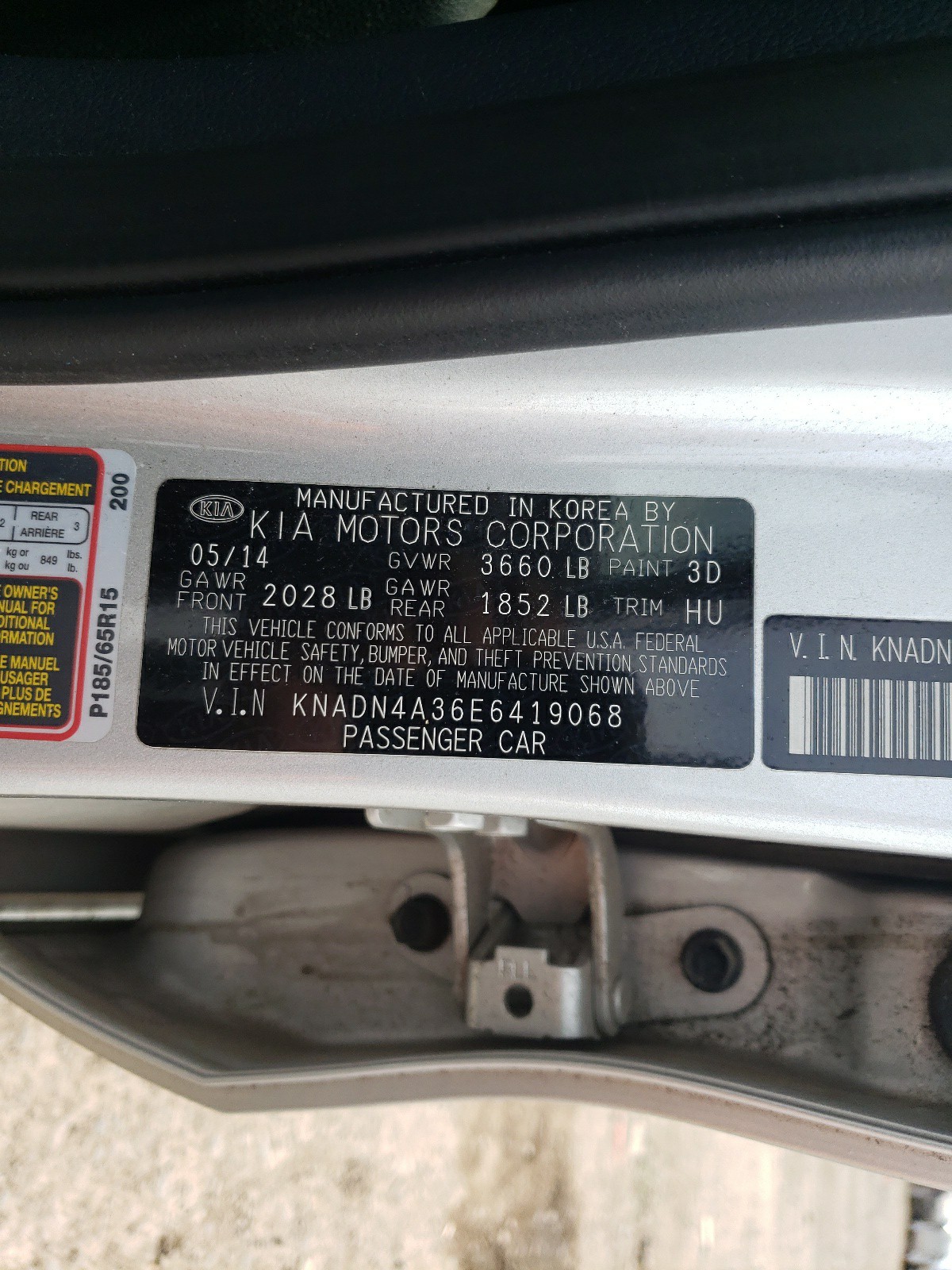 KNADN4A36E6419068 2014 Kia Rio Ex
