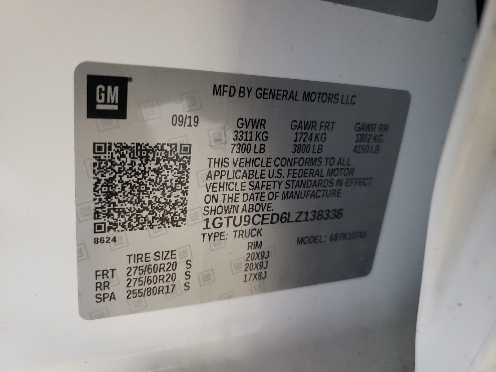 1GTU9CED6LZ138338 2020 GMC Sierra K1500 Elevation