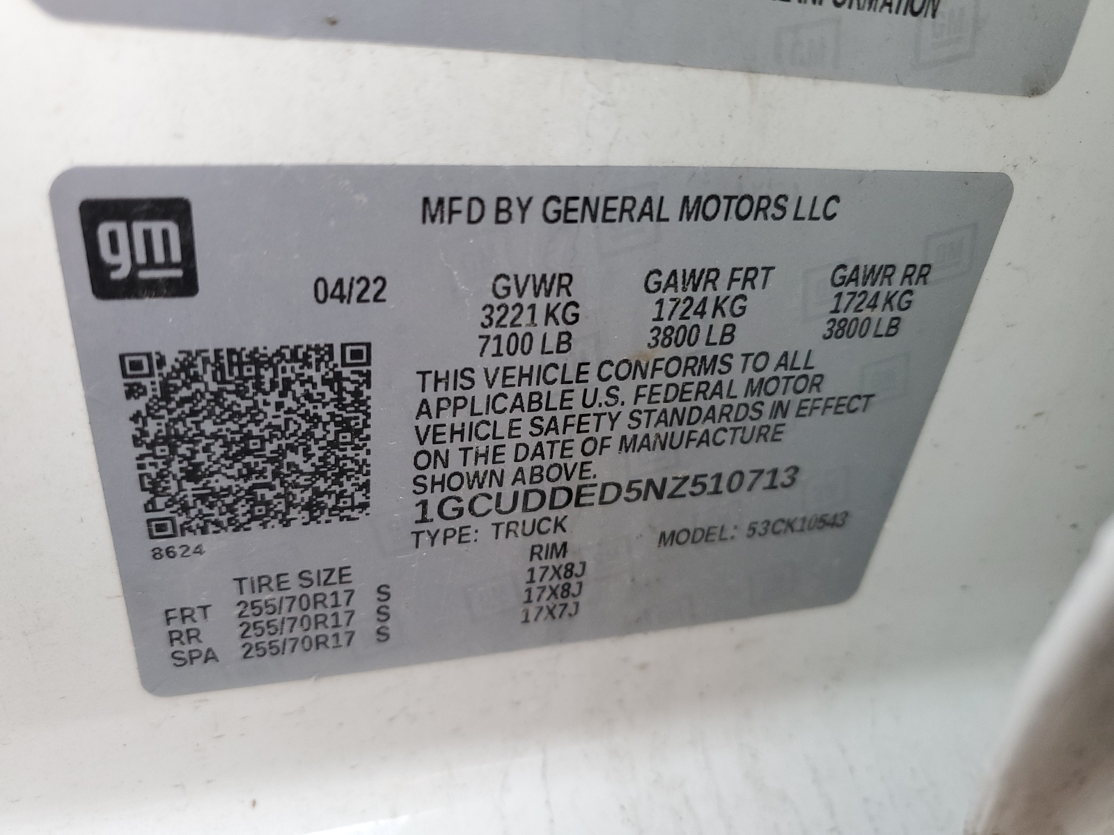 1GCUDDED5NZ510713 2022 Chevrolet Silverado K1500 Lt