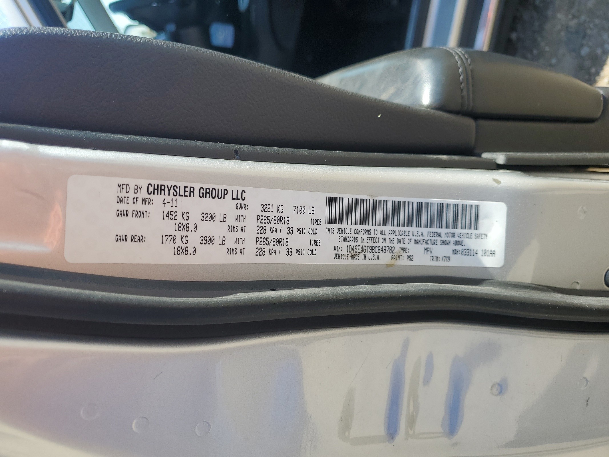 1D4SE4GT9BC648782 2011 Dodge Durango Crew