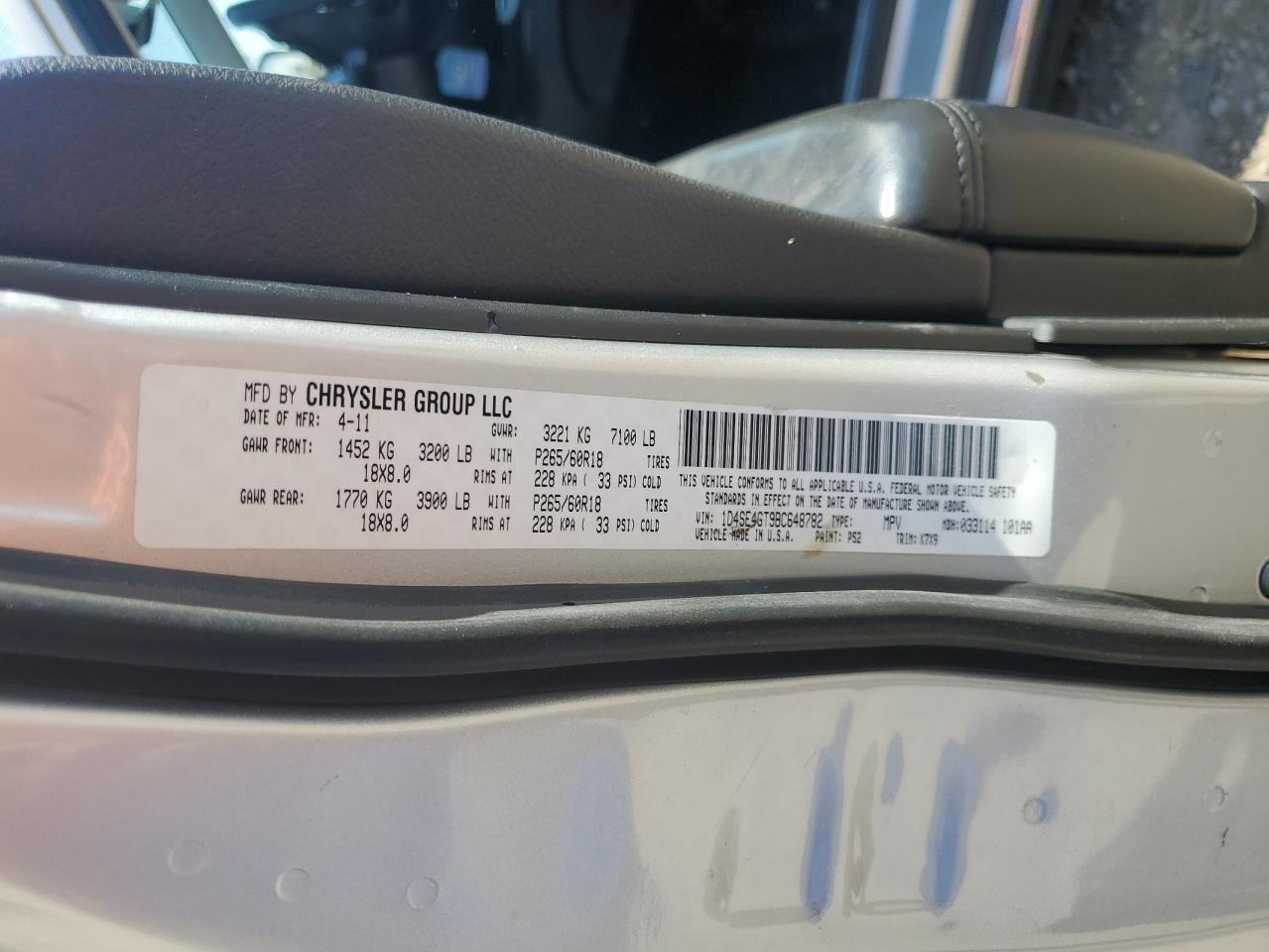 2011 Dodge Durango Crew VIN: 1D4SE4GT9BC648782 Lot: 55307844