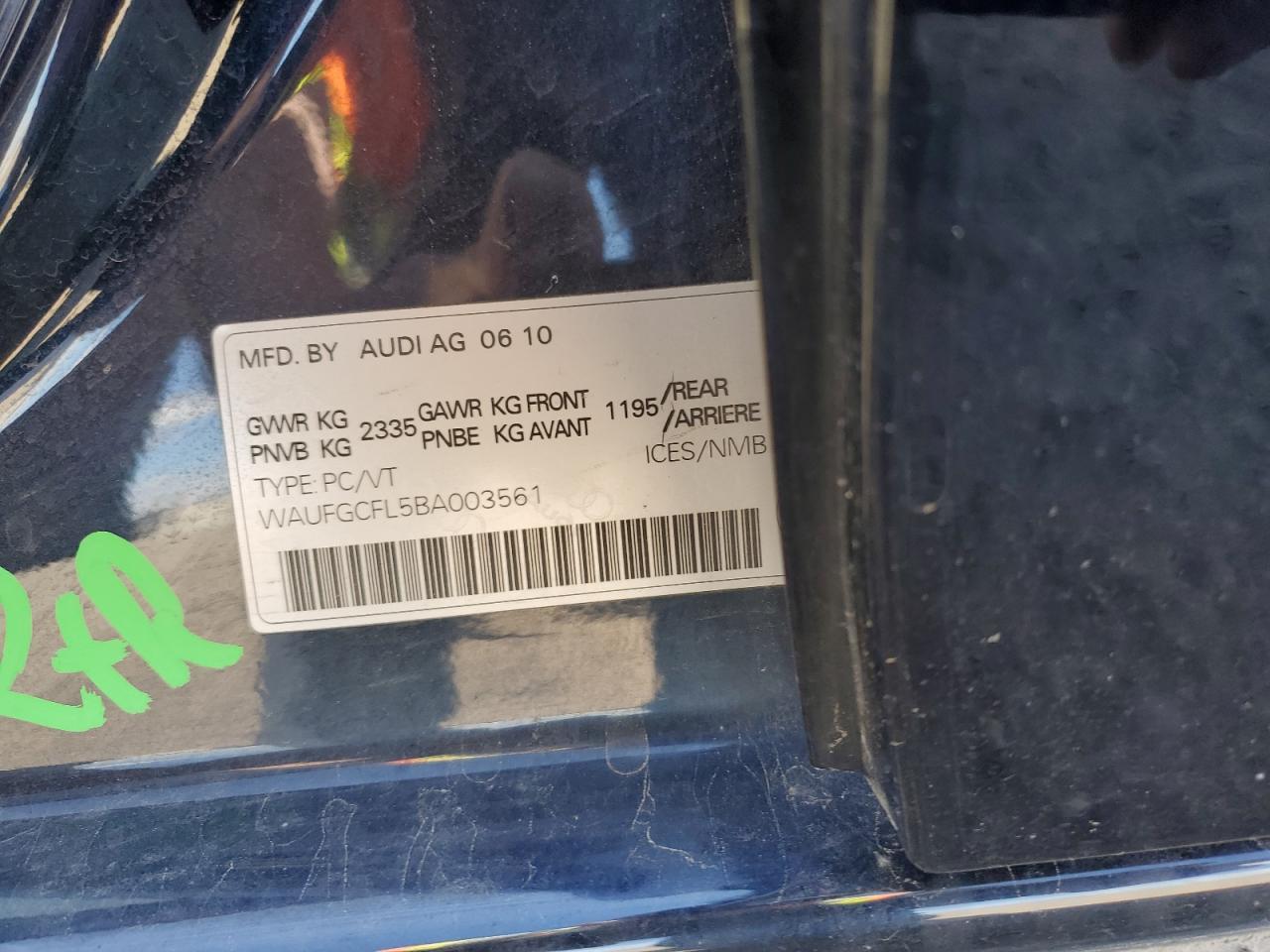 2011 Audi S4 Premium VIN: WAUFGCFL5BA003561 Lot: 88504435