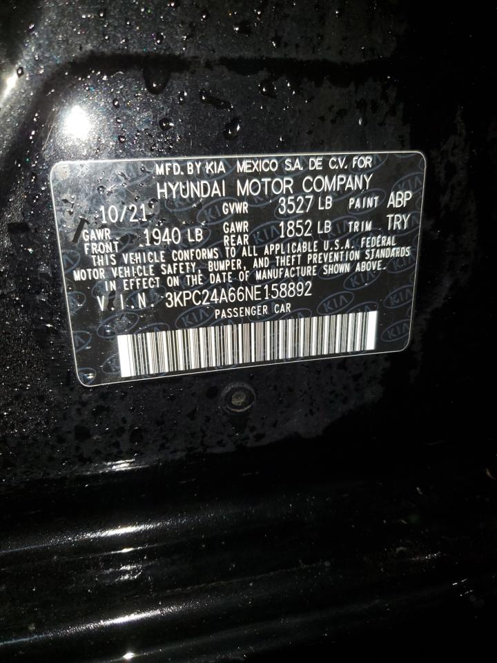 3KPC24A66NE158892 2022 Hyundai Accent Se